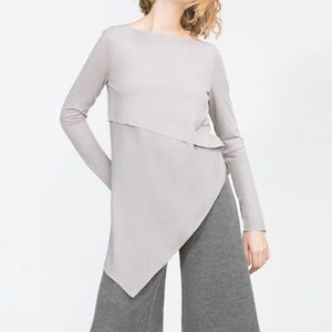 Zara Grey Asymmetrical Layered Top